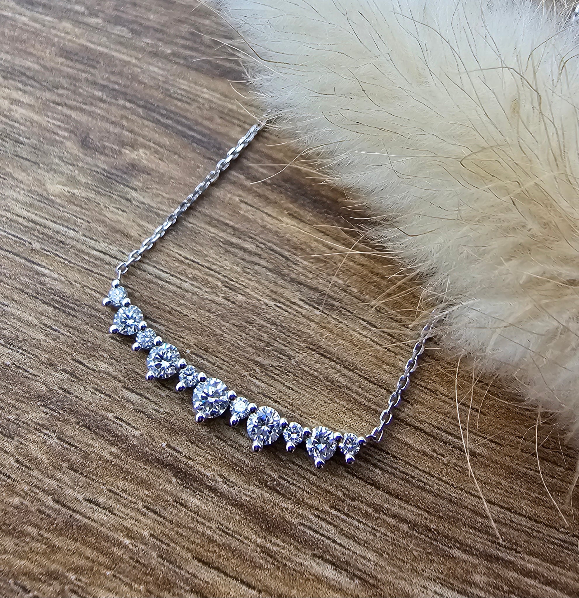 Round diamond wide tiara necklace