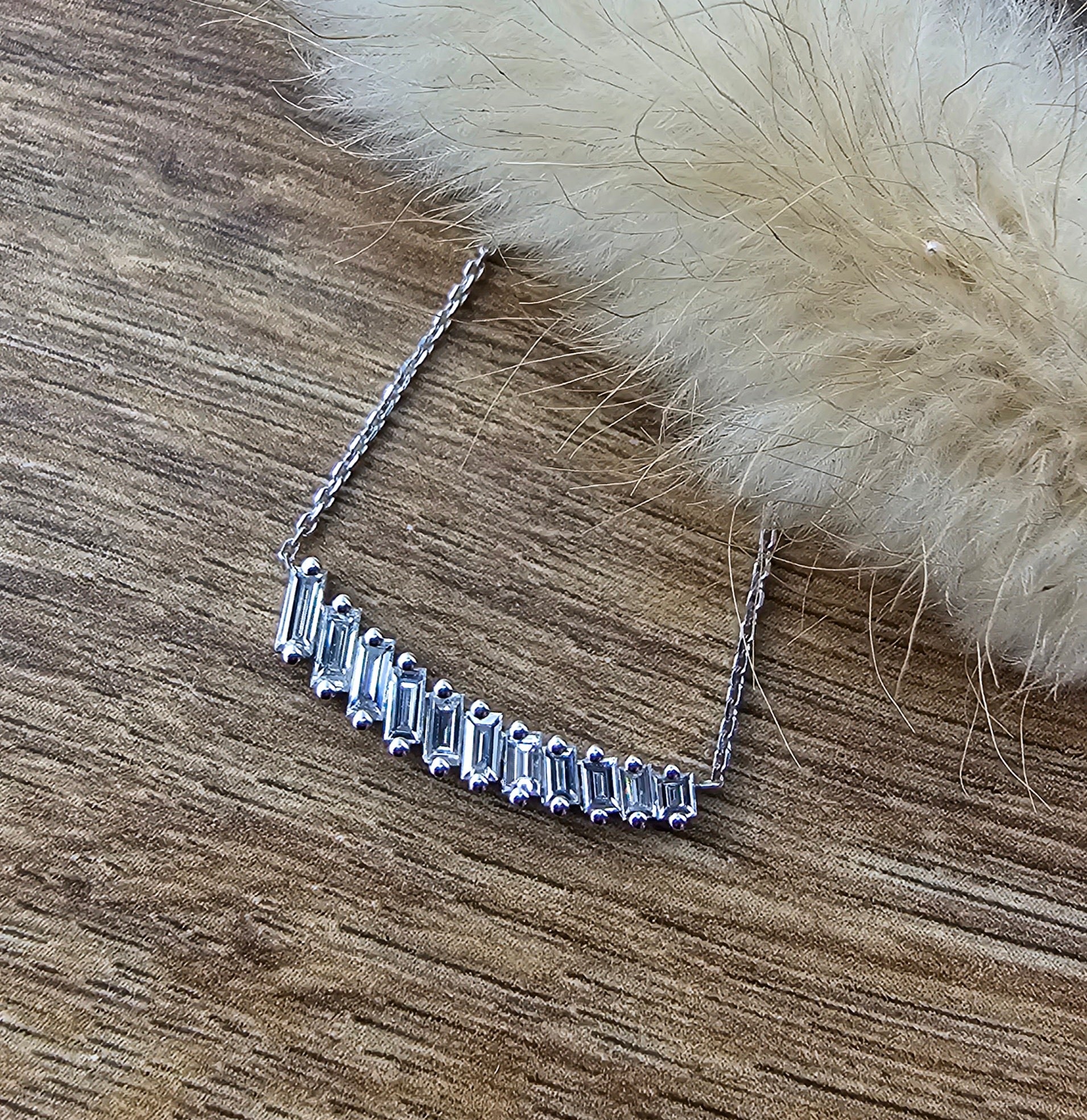 Graduated baguette diamond necklace