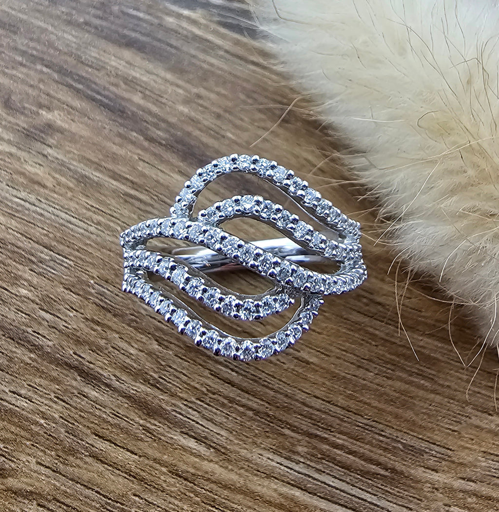 Diamond set multi strand open dress ring