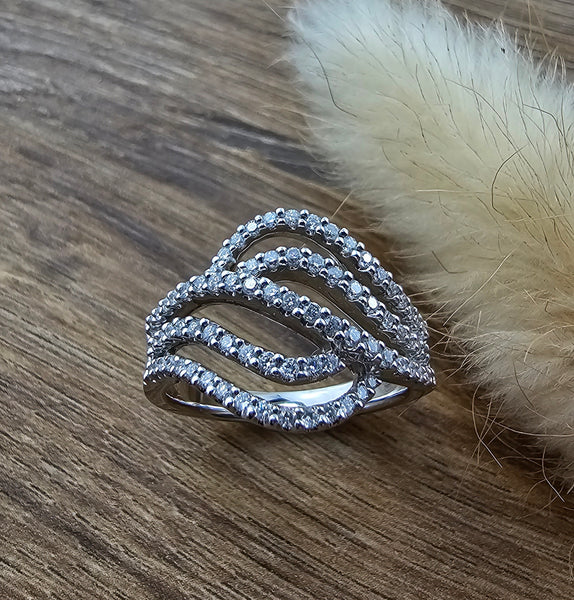 Diamond set multi strand open dress ring