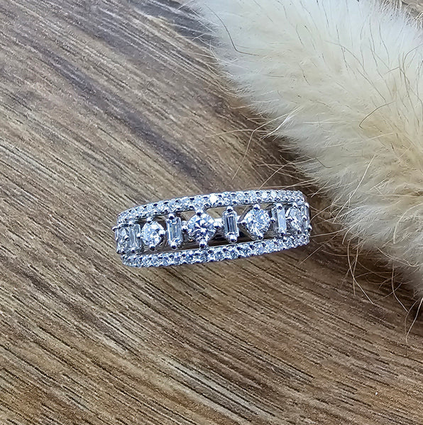 Mixed cut open diamond dress ring