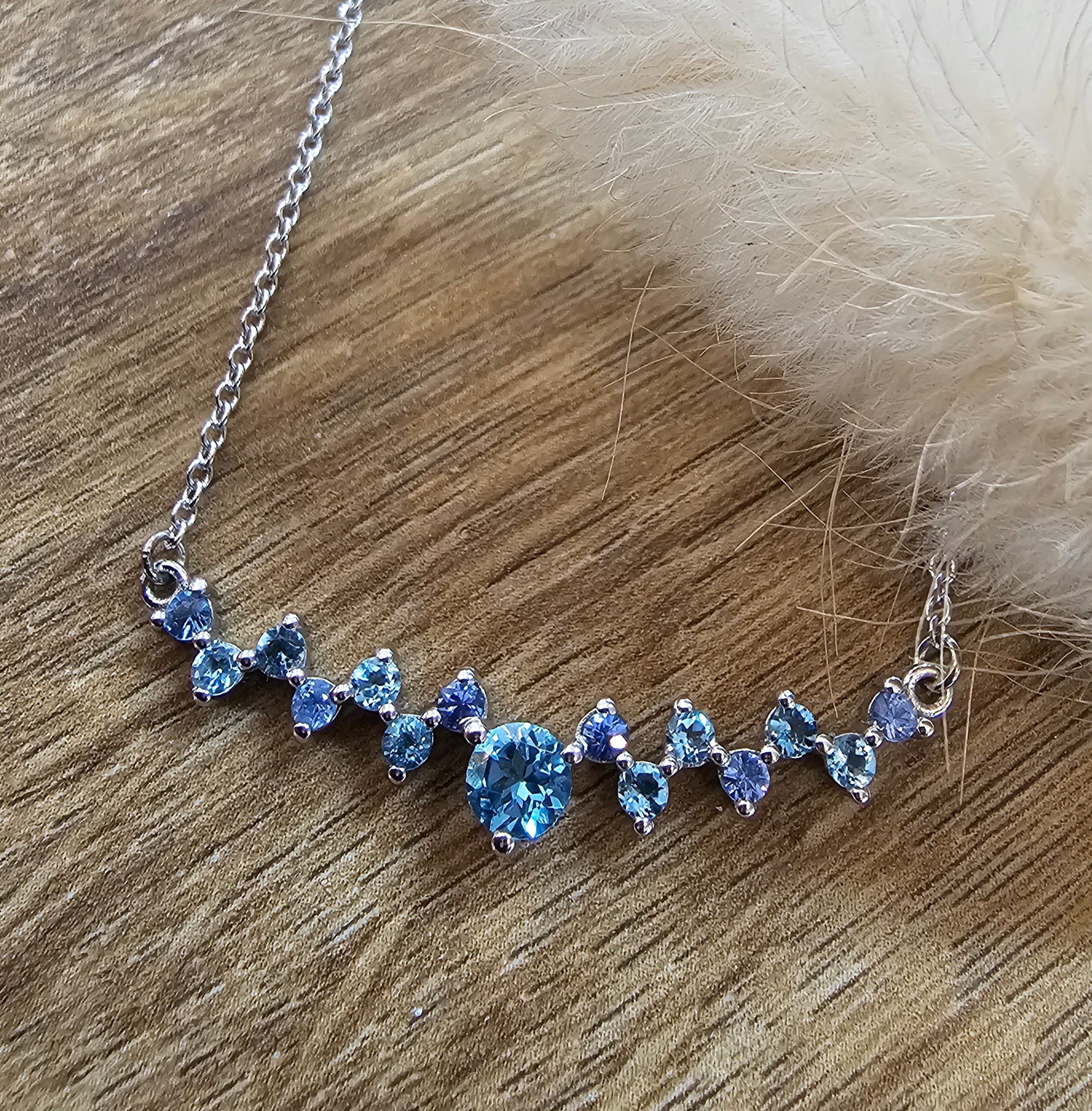 Blue topaz and sapphire necklace