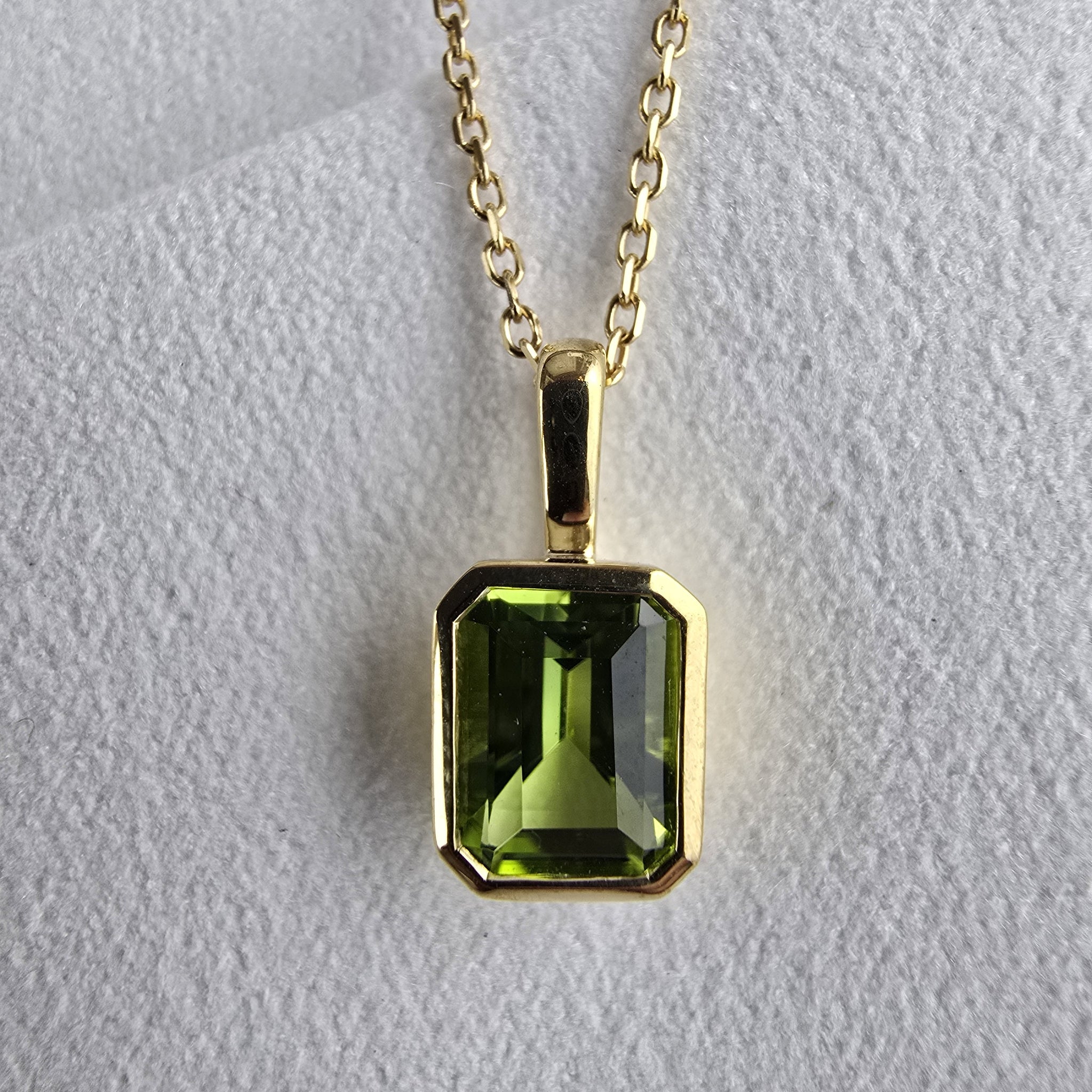 Emerald Cut Peridot Pendant