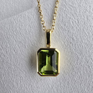Emerald Cut Peridot Pendant