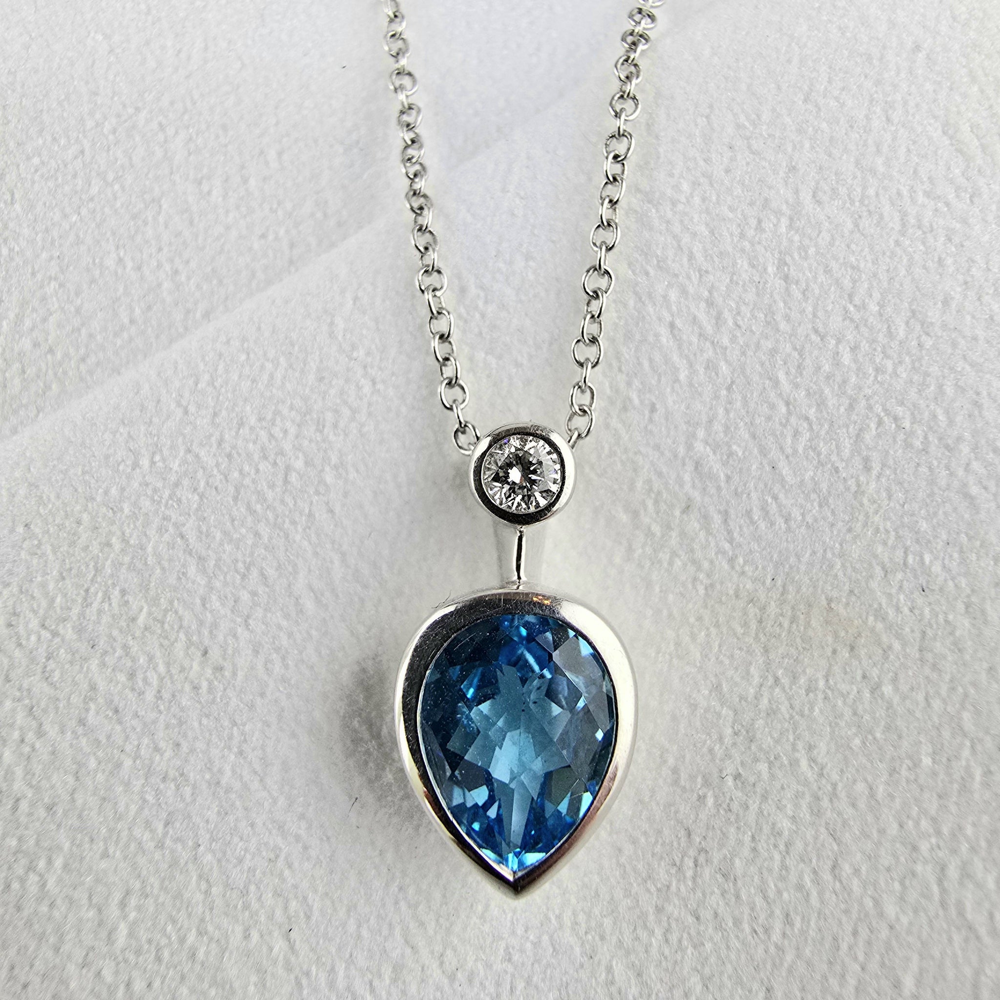 Blue Topaz Pear Pendant