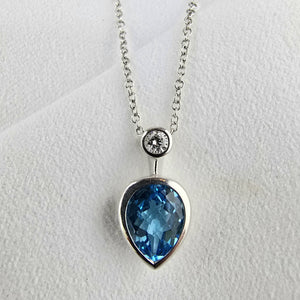 Blue Topaz Pear Pendant