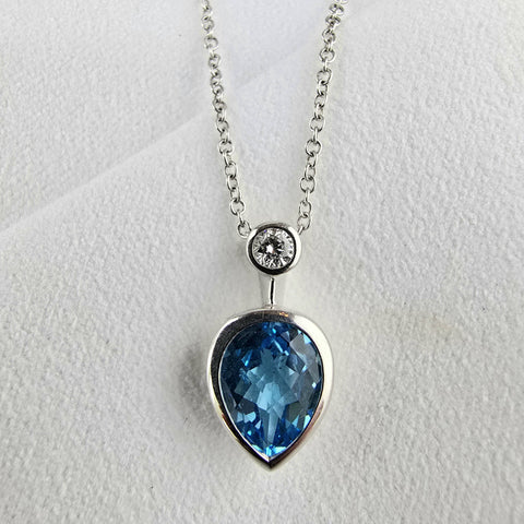 Blue Topaz Pear Pendant