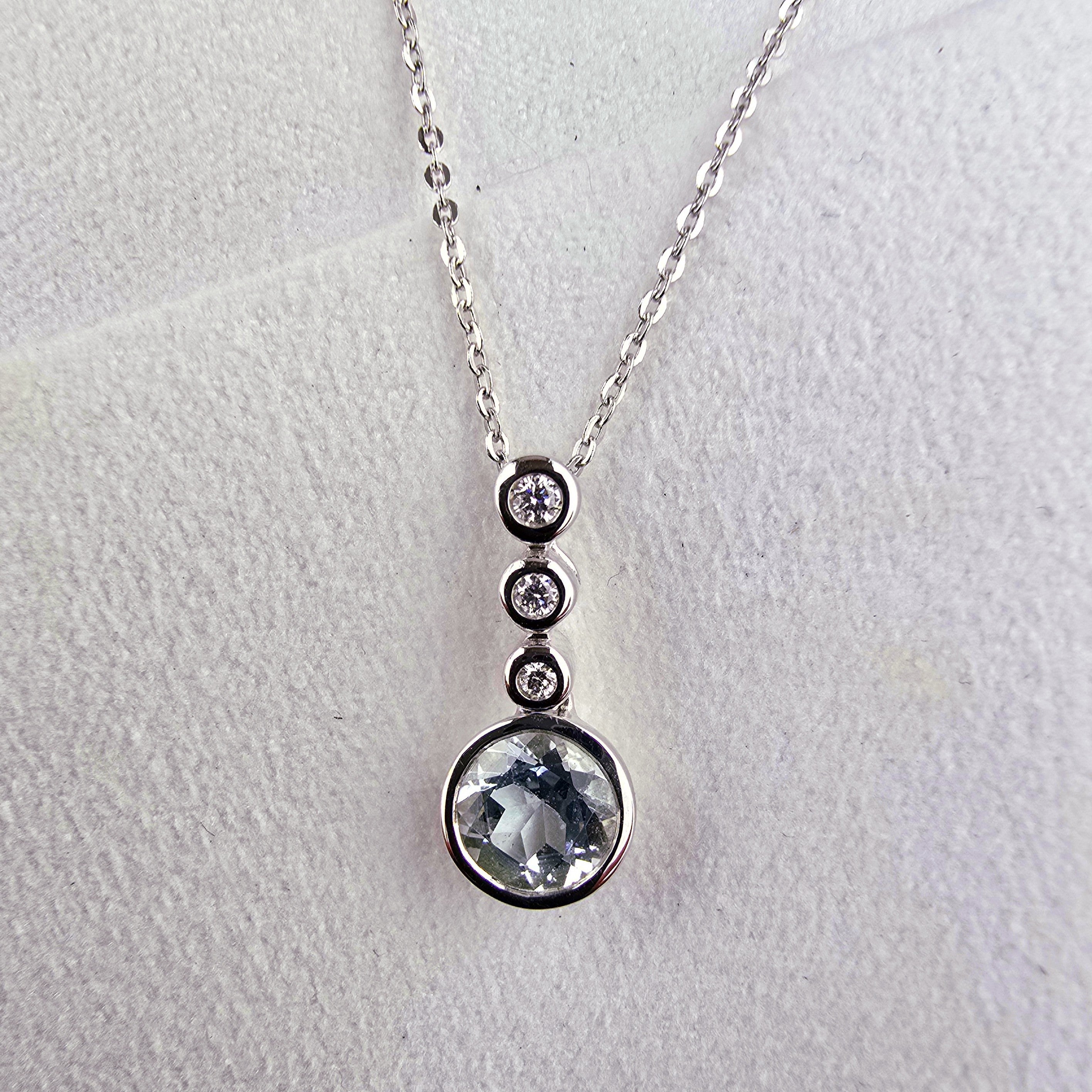 Aquamarine and diamond bubble drop pendant