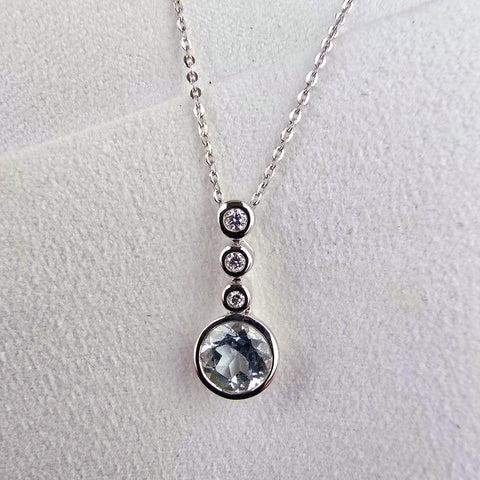 Aquamarine and diamond bubble drop pendant