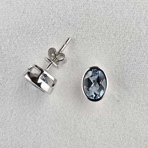 Aquamarine oval stud earrings