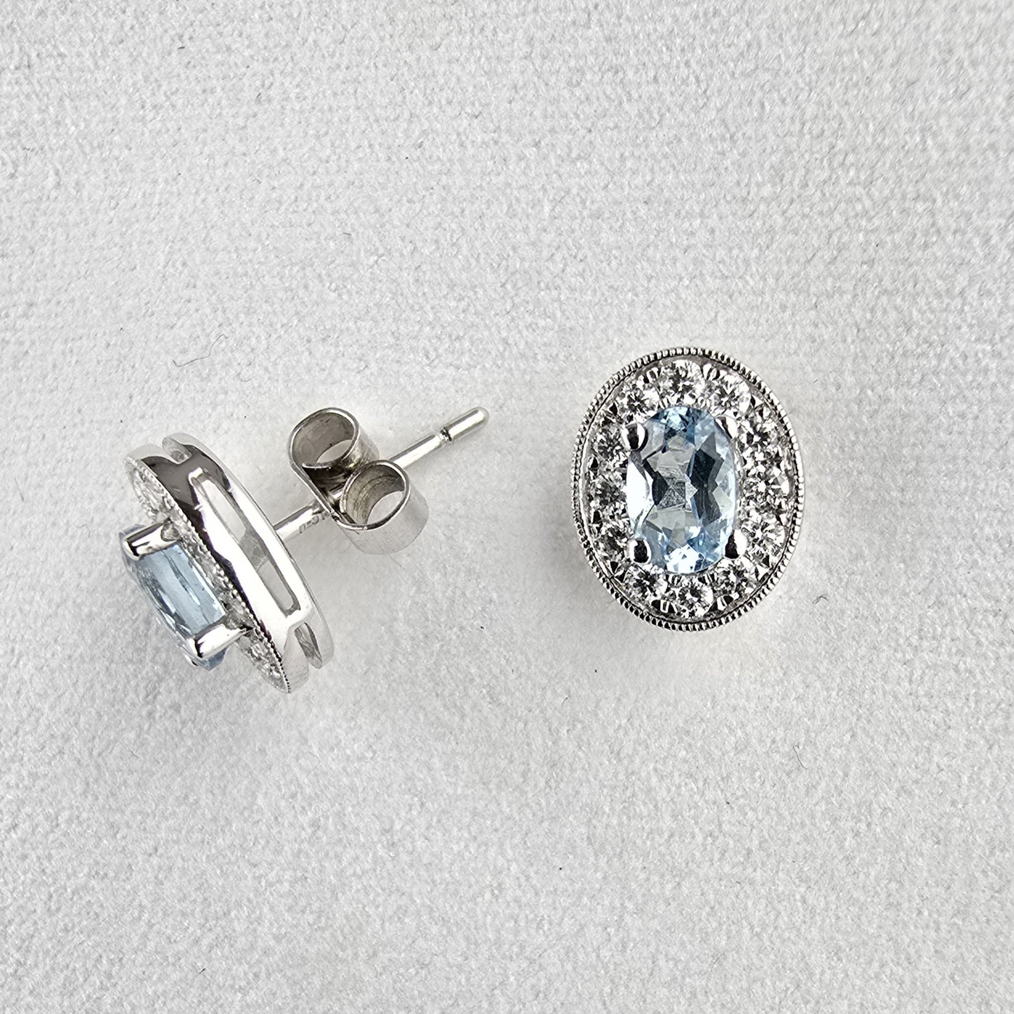 Oval aquamarine and diamond earrings