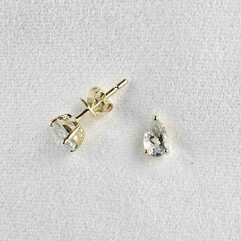 Pear Claw Set Aquamarine Earrings