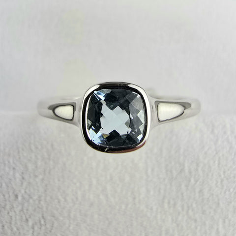 Cushion Cut Aquamarine Ring