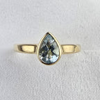 Pear Aquamarine Yellow Gold Ring