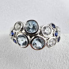 Aquamarine and sapphire bubble ring