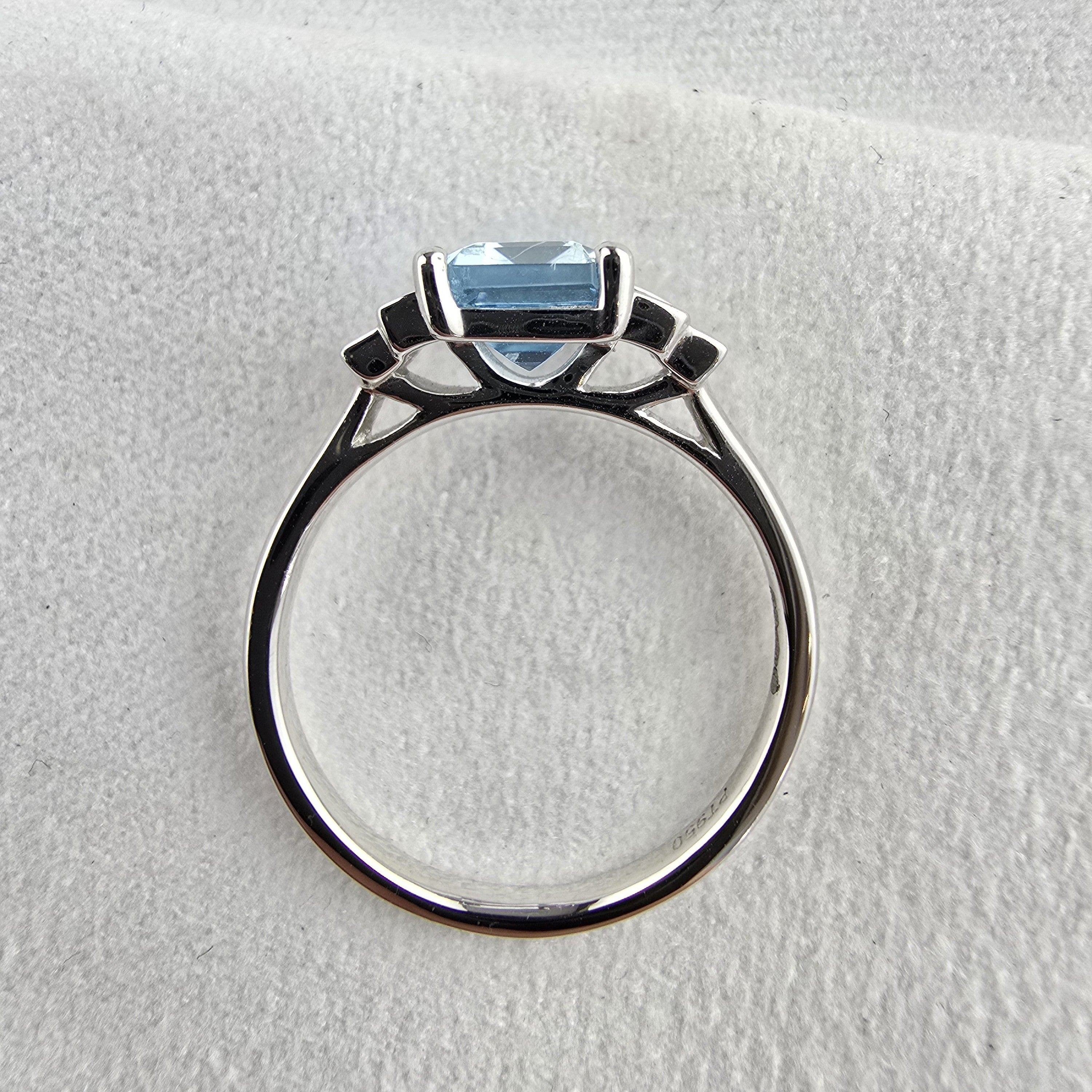 Octagonal aquamarine and diamond ring
