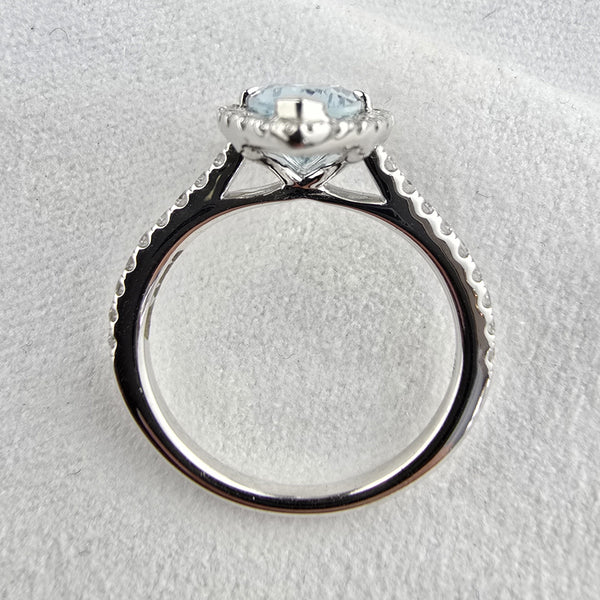 Aquamarine marquise cut halo ring