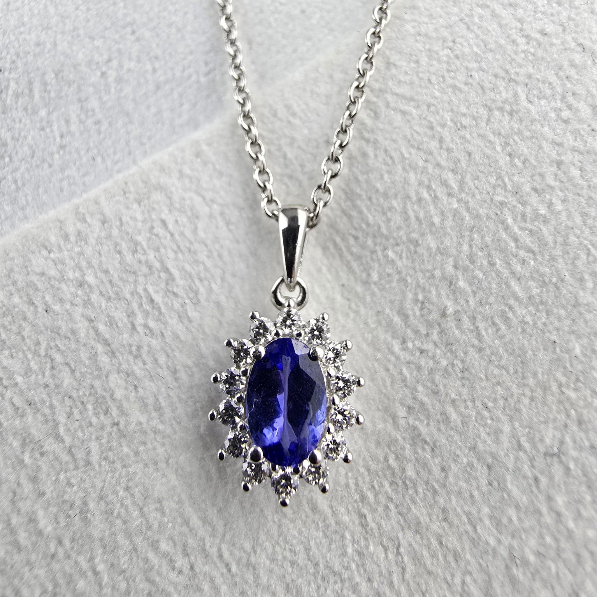 Tanzanite oval cluster pendant