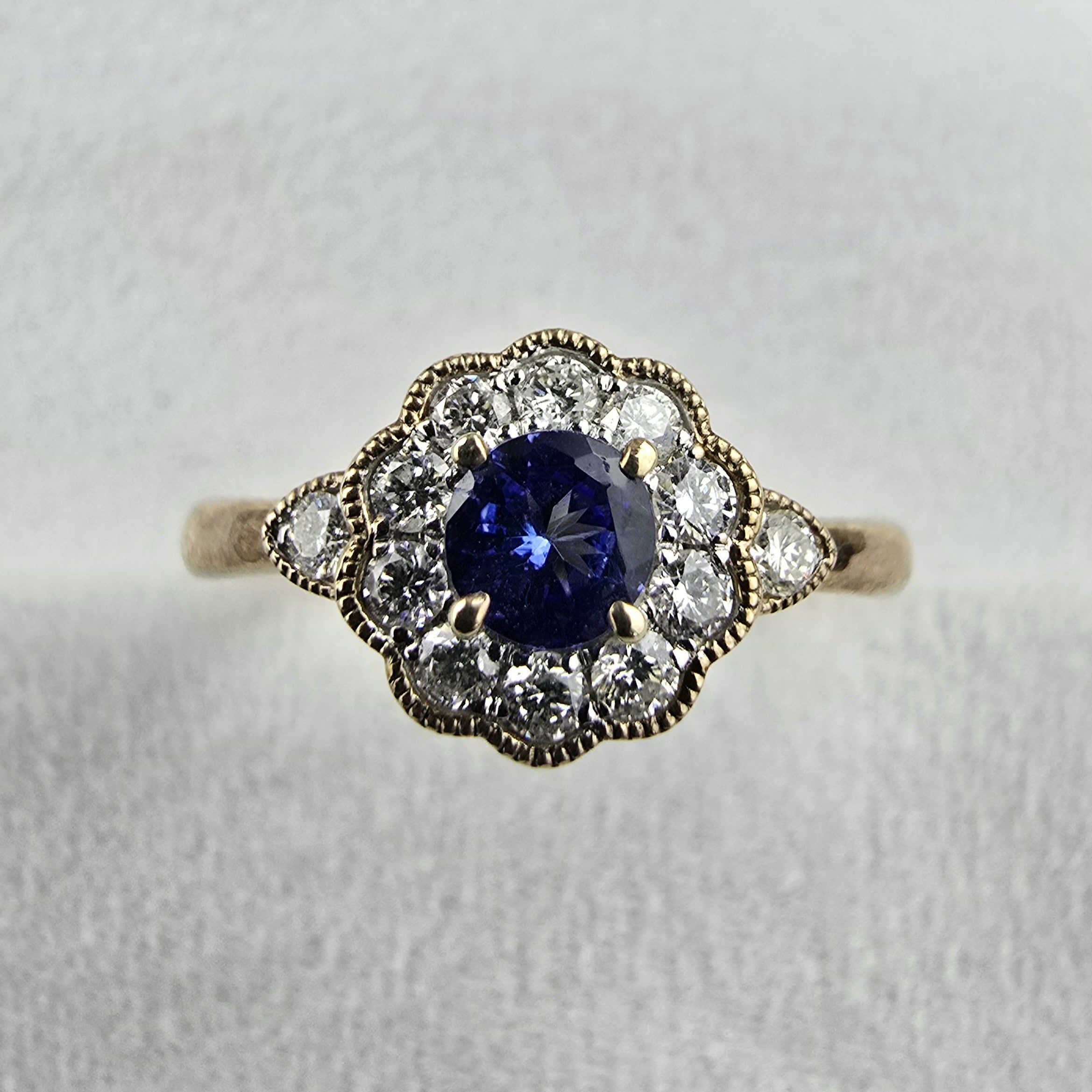 Tanzanite vintage cluster ring