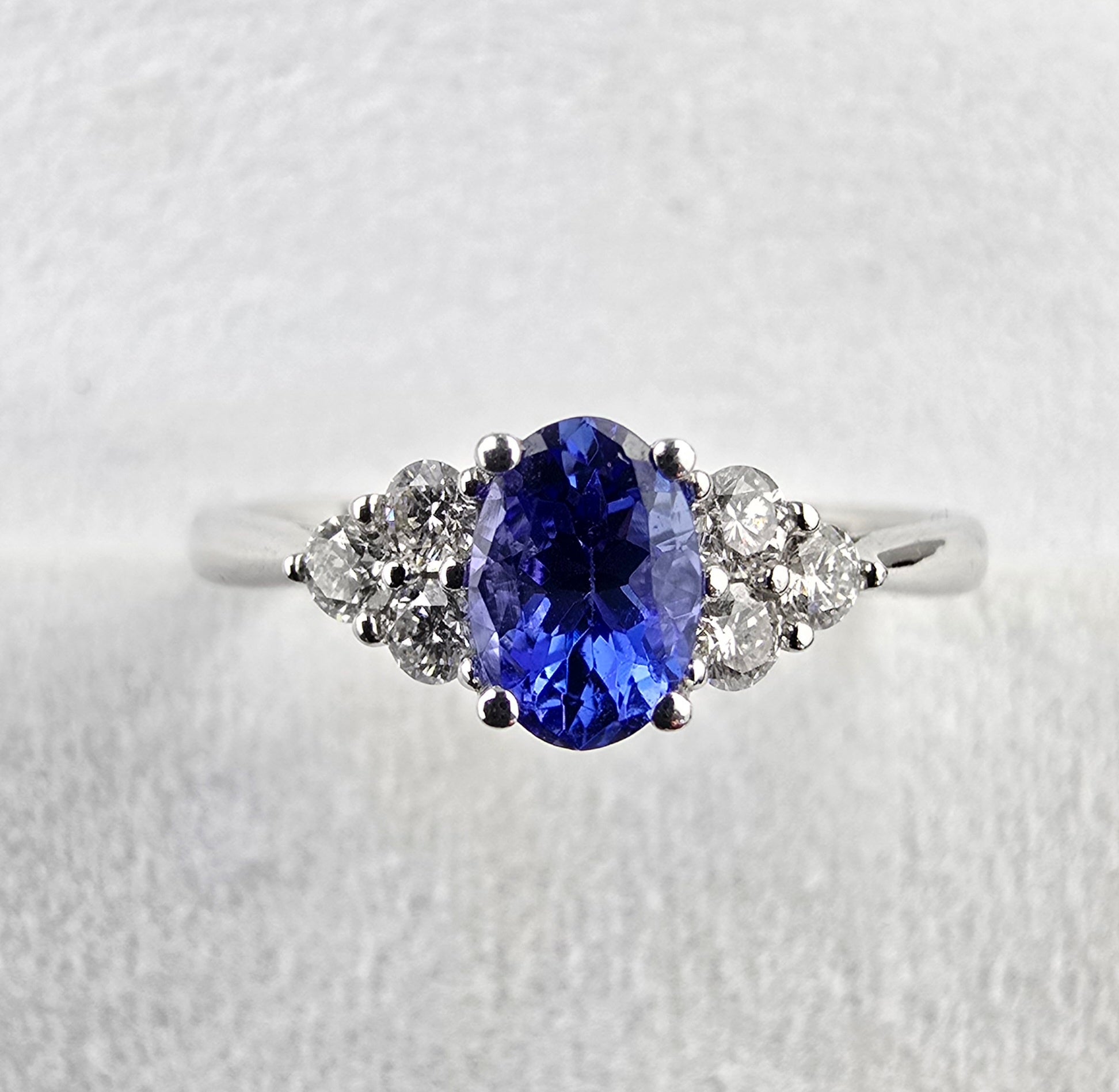 Tanzanite and diamond trefoil ring