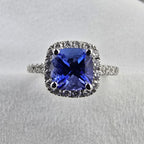 Cushion tanzanite halo ring