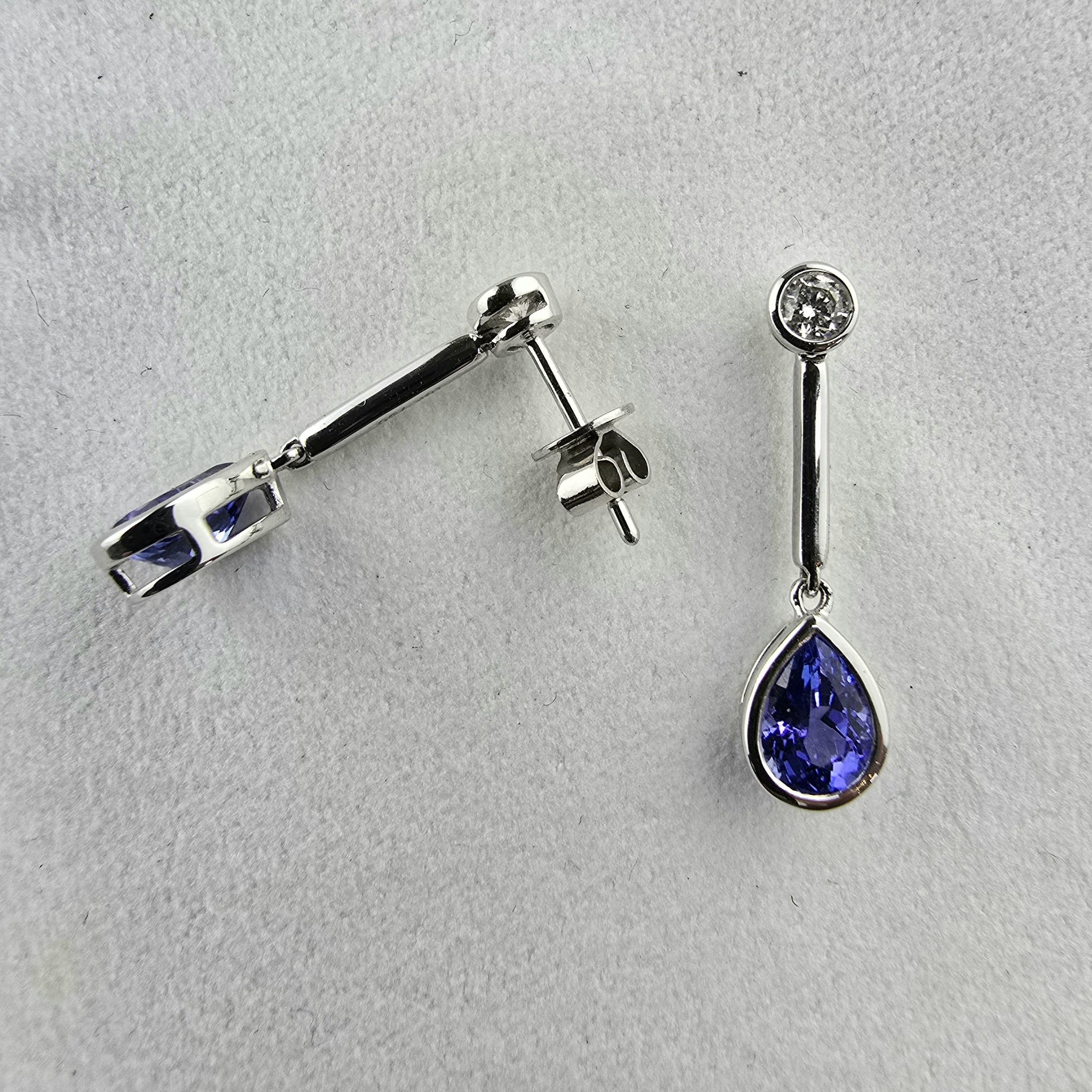 Pear Tanzanite and Diamond Drop Earrings