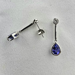 Pear Tanzanite and Diamond Drop Earrings
