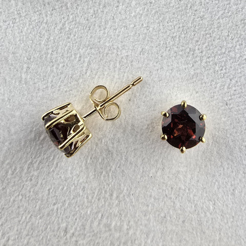 Round Garnet Earrings