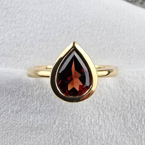 Garnet Pear Ring