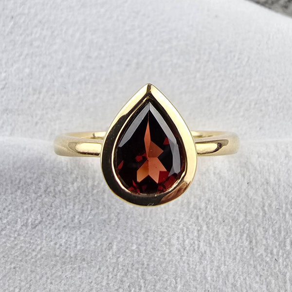 Garnet Pear Ring