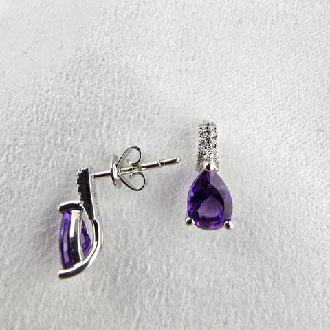 Pear cut amethyst earrings