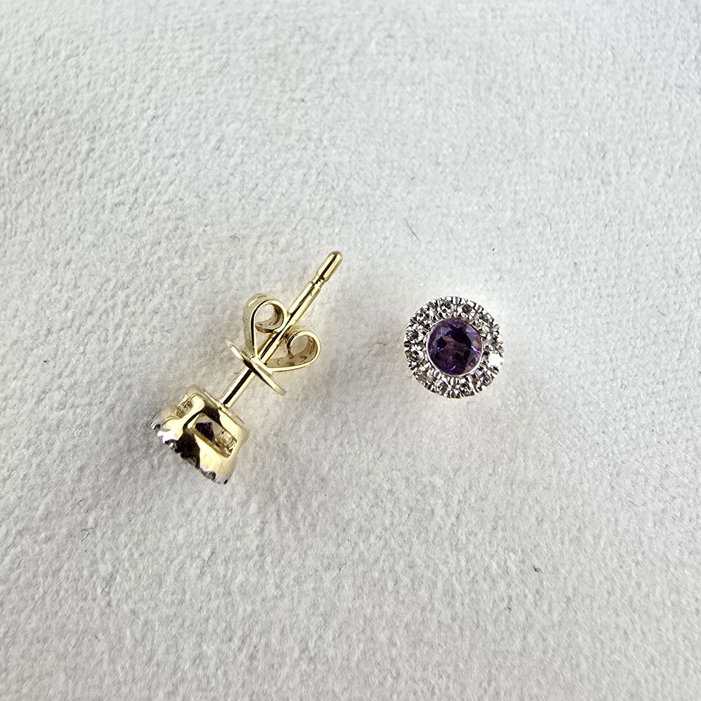 Round Amethyst Halo Stud Earrings
