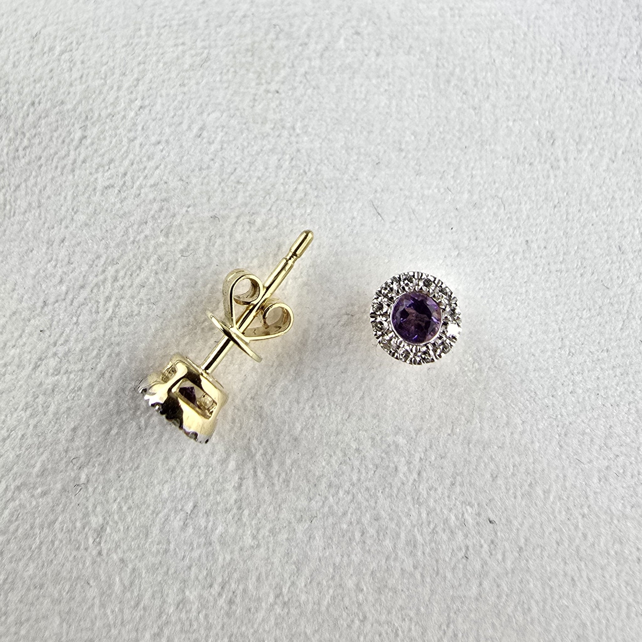 Round Amethyst Halo Stud Earrings