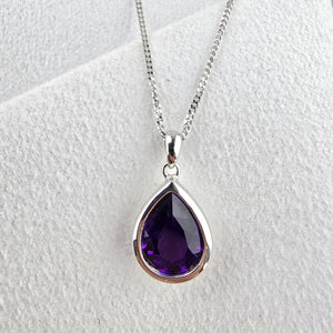 Amethyst Pear Rubover Pendant