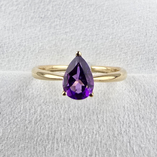 Pear Claw Set Amethyst Ring