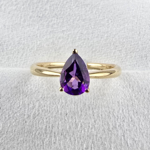 Pear Claw Set Amethyst Ring