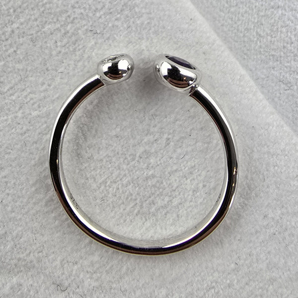 Open amethyst and diamond ring