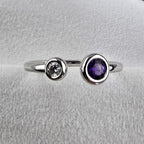 Open amethyst and diamond ring