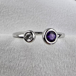 Open amethyst and diamond ring