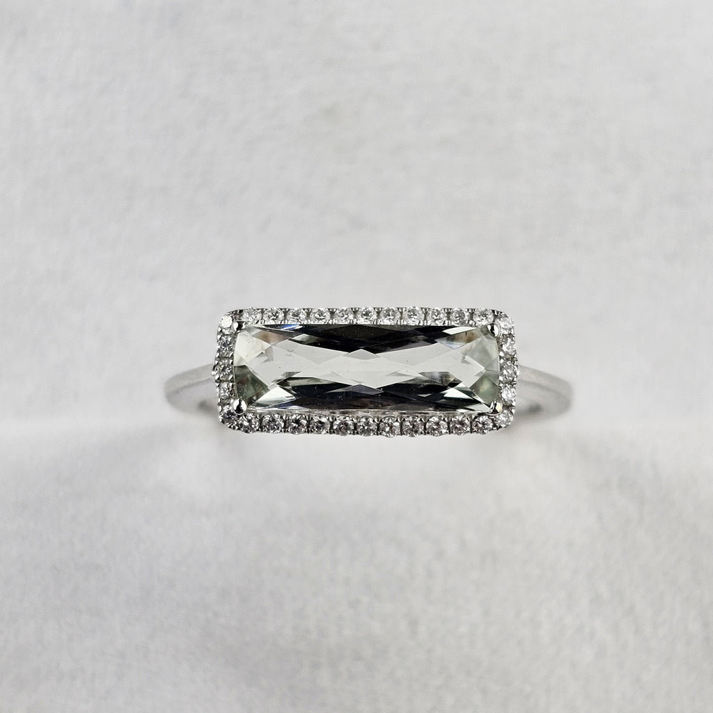 Green Amethyst Halo Ring
