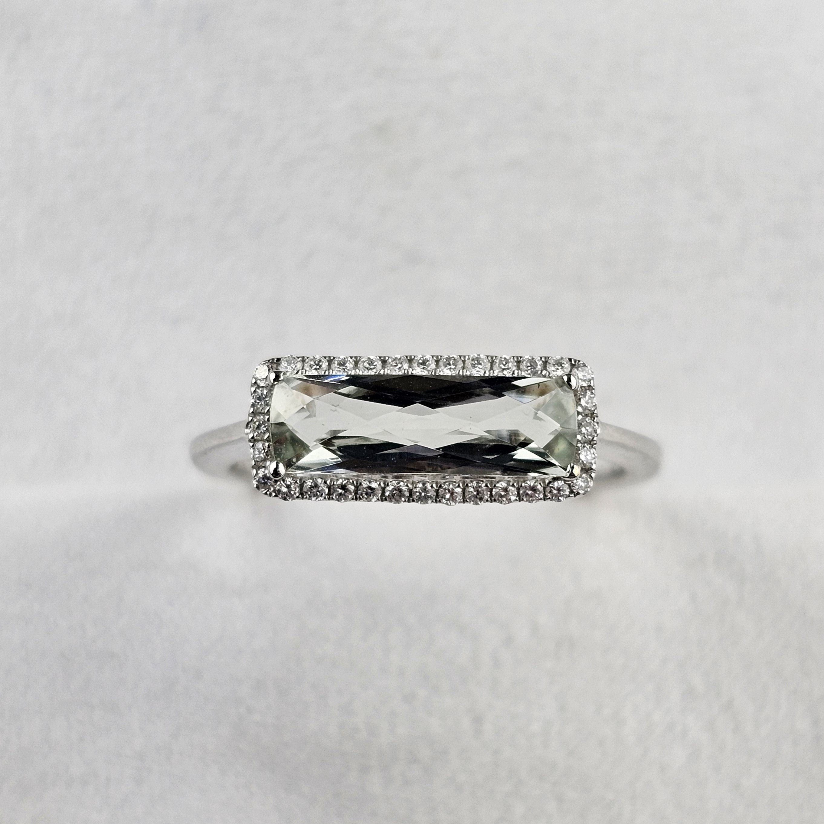 Green Amethyst Halo Ring