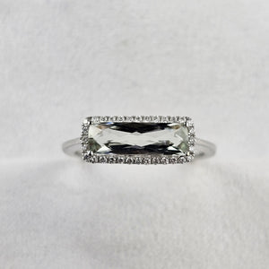 Green Amethyst Halo Ring