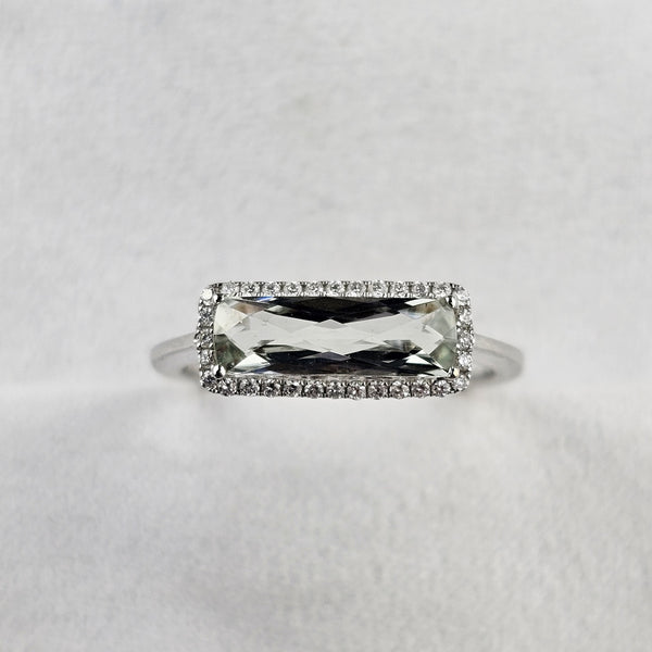 Green Amethyst Halo Ring