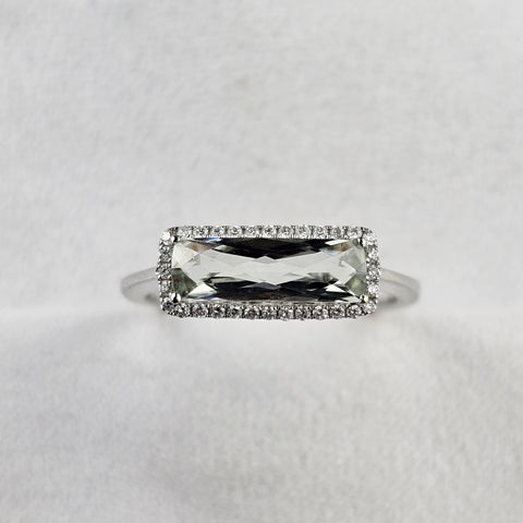 Green Amethyst Halo Ring