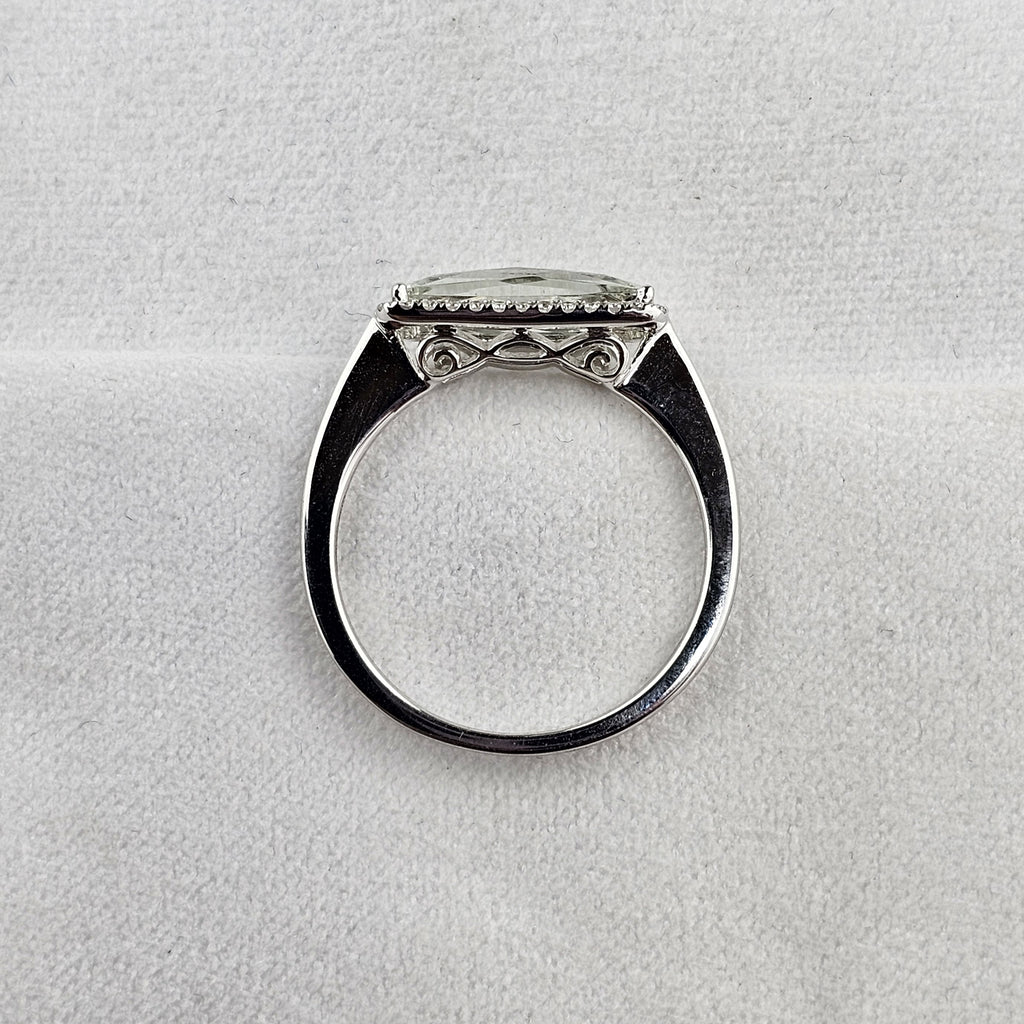 Green Amethyst Halo Ring