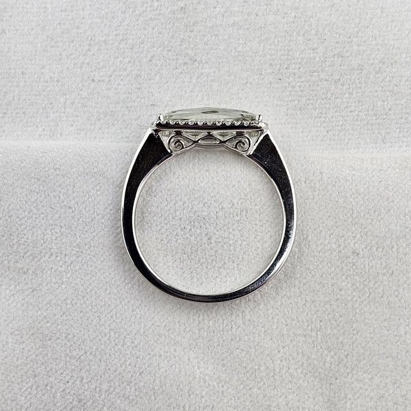 Green Amethyst Halo Ring