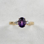 Oval Amethyst and Diamond Trilogy Ring