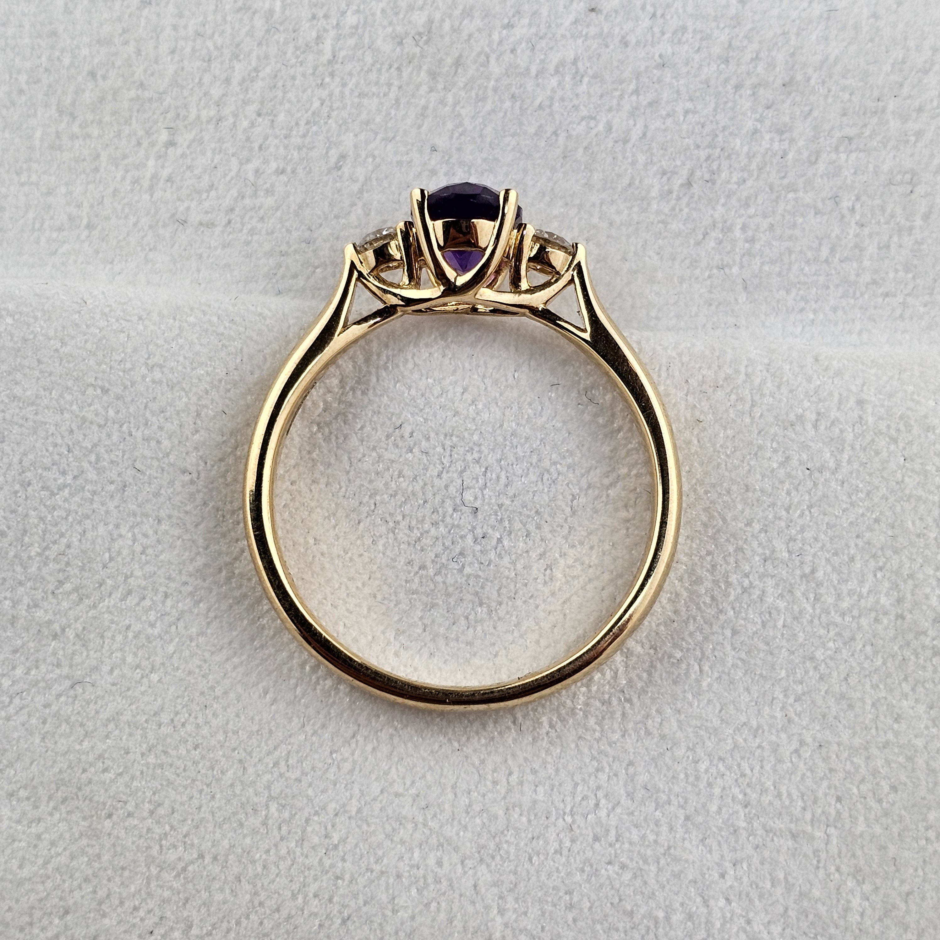 Oval Amethyst and Diamond Trilogy Ring