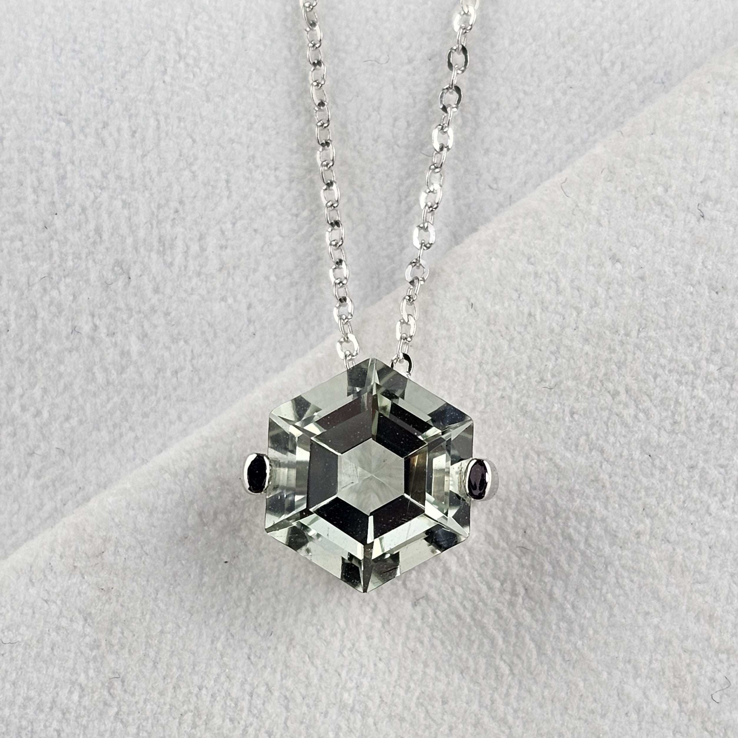 Hexagonal Cut Green Amethyst Pendant