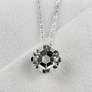 Hexagonal Cut Green Amethyst Pendant